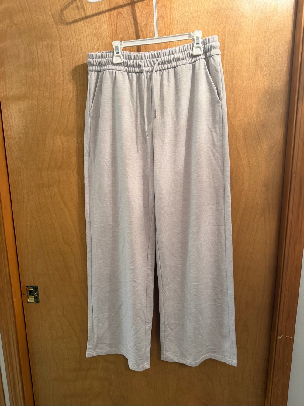 Wide Leg Drawstring Lounge Pants - Light Gray